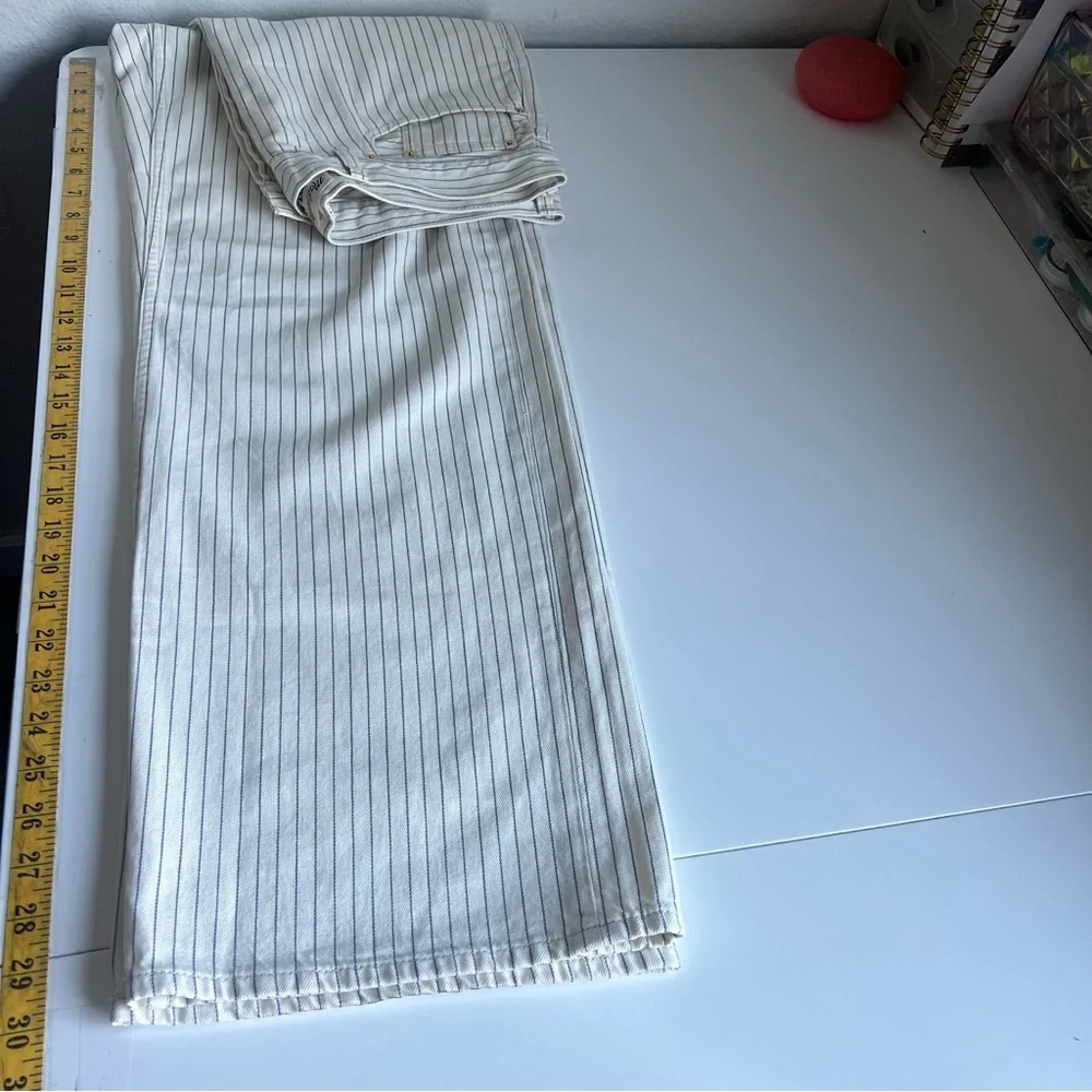 Madewell Low-Slung Baggy White Blue Striped Jeans Size 28 NWT